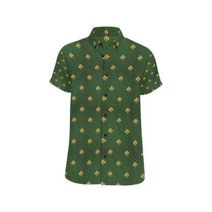 Clover  Pattern Print Design 01 Men's Short Sleeve Button Up Shirt