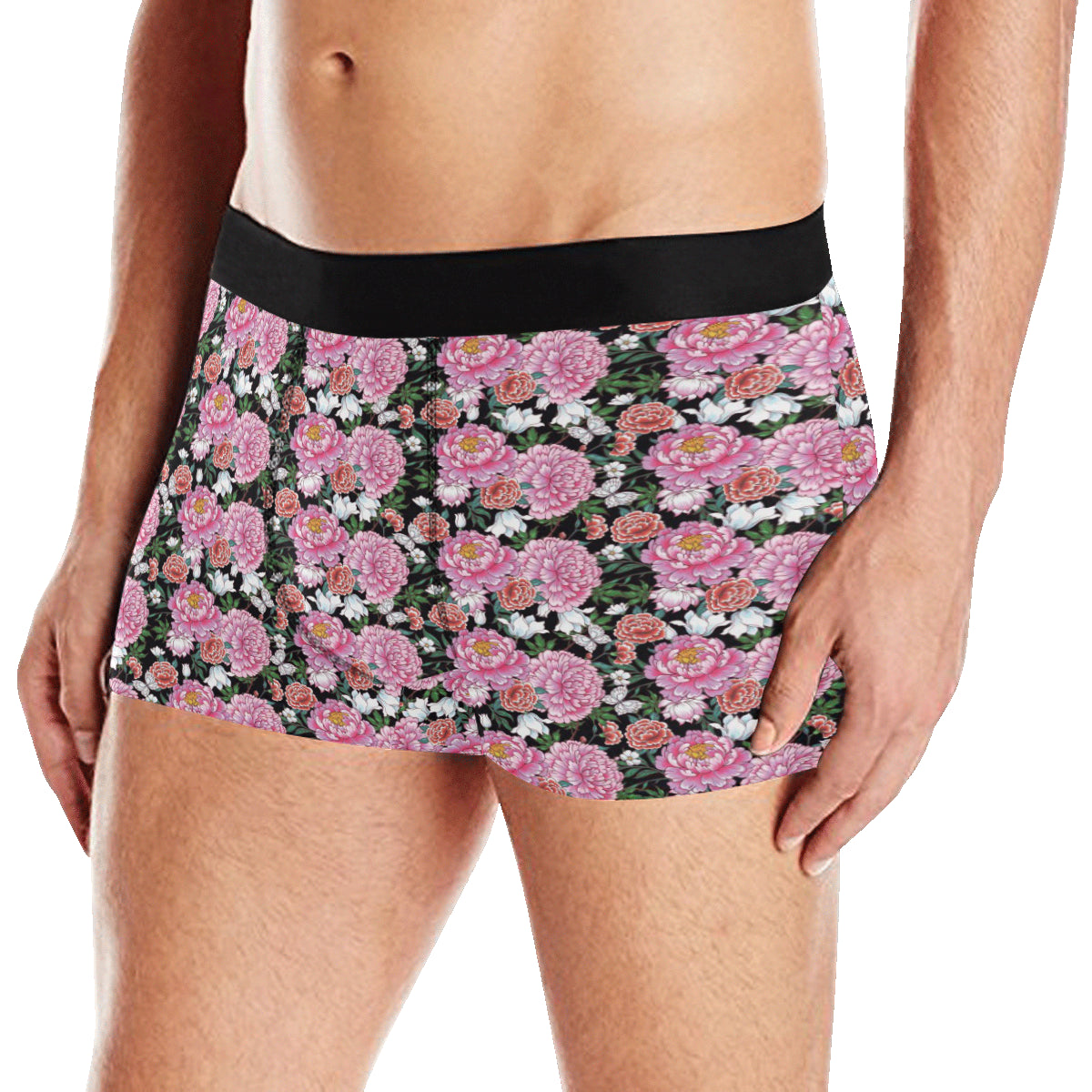 Dahlia Pattern Print Design 02 Men's Boxer Briefs