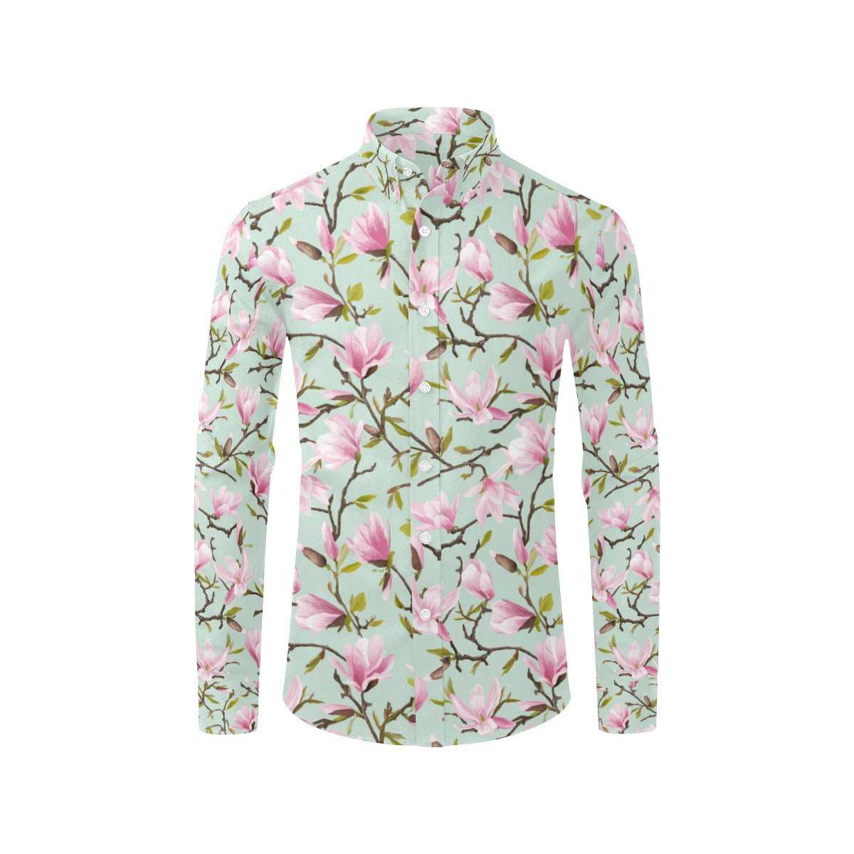 Magnolia Pattern Print Design MAG04 Men's Long Sleeve Shirt