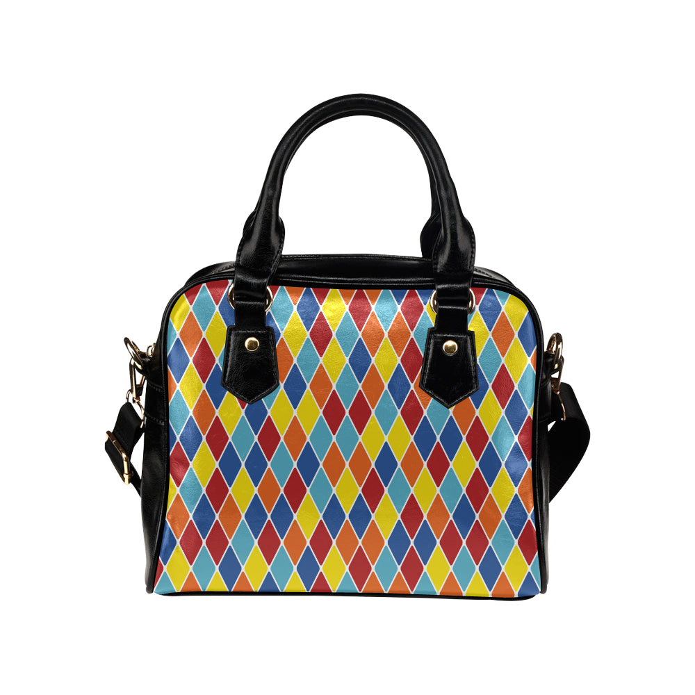 Harlequin Pattern Print Design 01 Shoulder Handbag