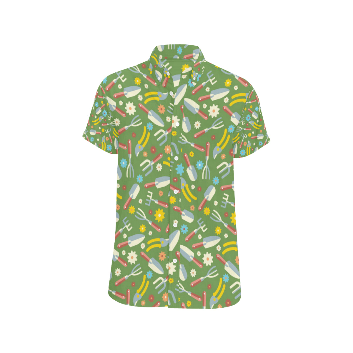 Gardening Pattern Print Design G06 Men's Short Sleeve Button Up Shirt