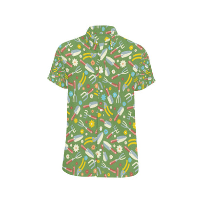Gardening Pattern Print Design G06 Men's Short Sleeve Button Up Shirt