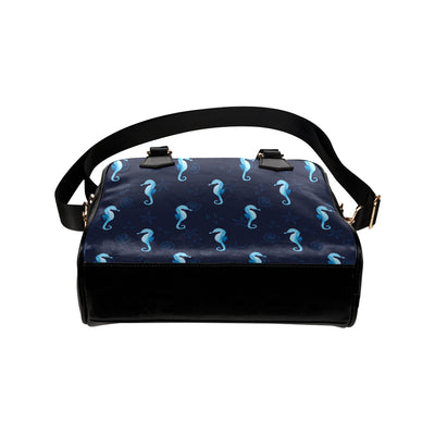 SeaHorse Blue neon Pattern Print Design 03 Shoulder Handbag