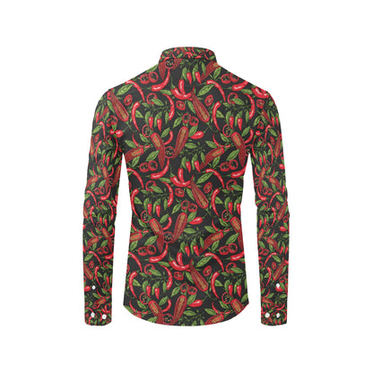 Chilli Pepper Pattern Print Design 02 Men's Long Sleeve Shirt