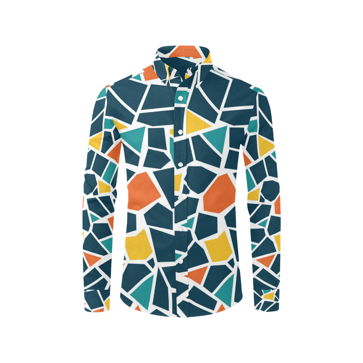 Mosaic Pattern Print Design 02 Men's Long Sleeve Shirt