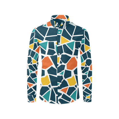 Mosaic Pattern Print Design 02 Men's Long Sleeve Shirt