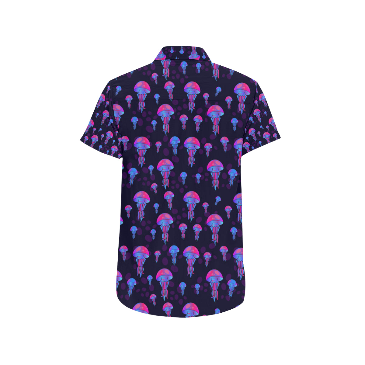 Jellyfish Neon Print Men's Short Sleeve Button Up Shirt