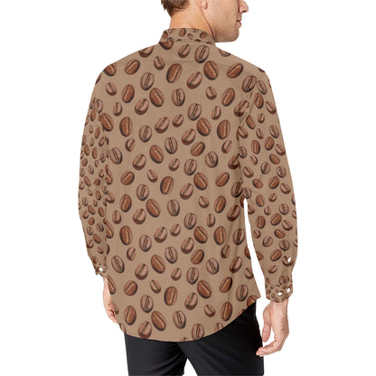 Coffee Pattern Print Design 07 Men's Long Sleeve Shirt