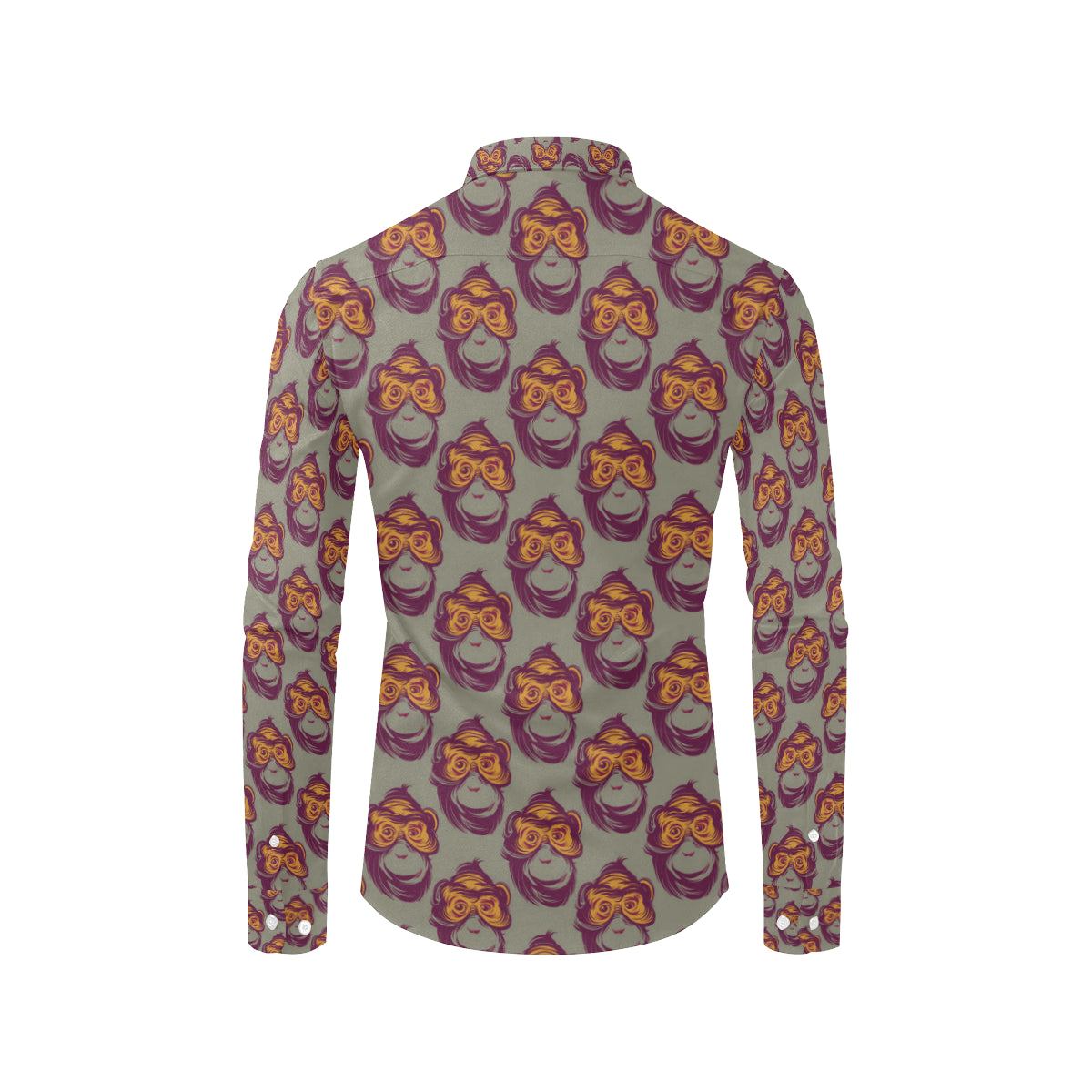 Chimpanzee Pattern Print Design 02 Men's Long Sleeve Shirt