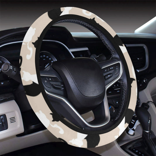 Cat Pattern Print Design 04 Steering Wheel Cover with Elastic Edge