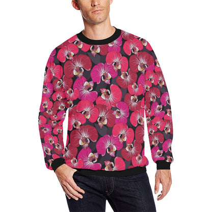 Orchid Red Pattern Print Design OR05 Men Long Sleeve Sweatshirt