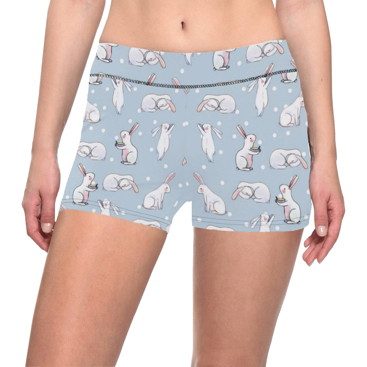 Rabbit Pattern Print Design RB06 Yoga Shorts