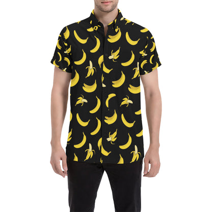 Banana Pattern Print Design BA05 Men's Short Sleeve Button Up Shirt