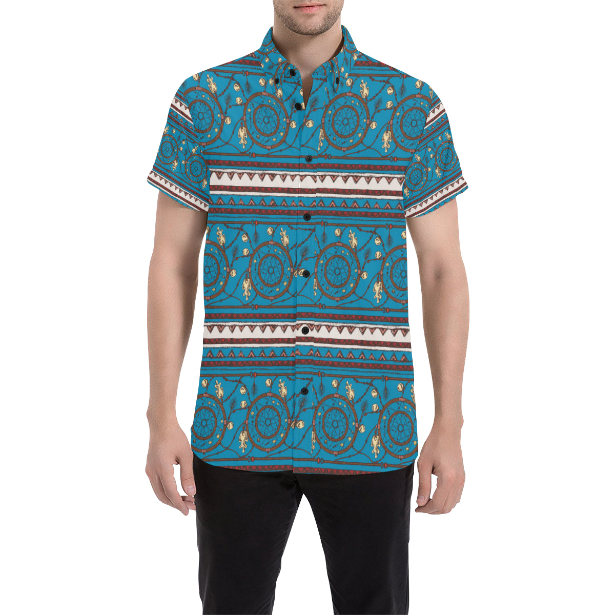 Dream catcher aztec Men's Short Sleeve Button Up Shirt