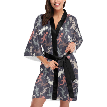 Gecko Pattern Print Design 02 Women's Short Kimono