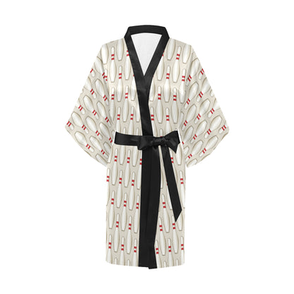 Bowling Pin Pattern Print Design 01 Women's Short Kimono