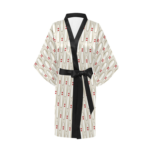 Bowling Pin Pattern Print Design 01 Women's Short Kimono
