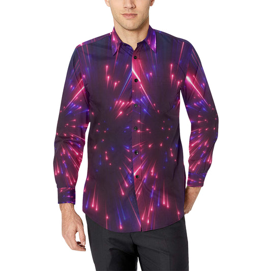 Celestial Purple Blue Neon Speed Light Men's Long Sleeve Shirt