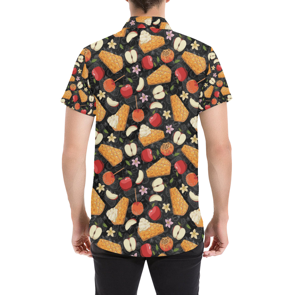 Apple Pie Pattern Print Design 01 Men's Short Sleeve Button Up Shirt