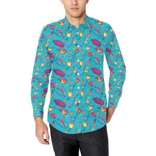 Cocktail Pattern Print Design 03 Men's Long Sleeve Shirt