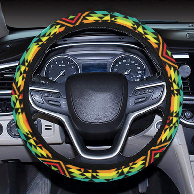 Kente Red Design African Print Steering Wheel Cover with Elastic Edge