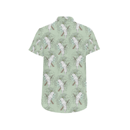 Cockatiel Pattern Print Design 01 Men's Short Sleeve Button Up Shirt