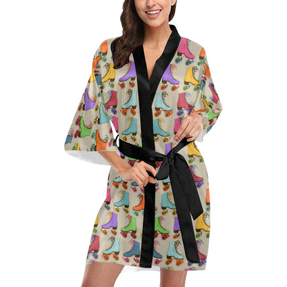 Roller skate Pattern Print Design A01 Women's Short Kimono