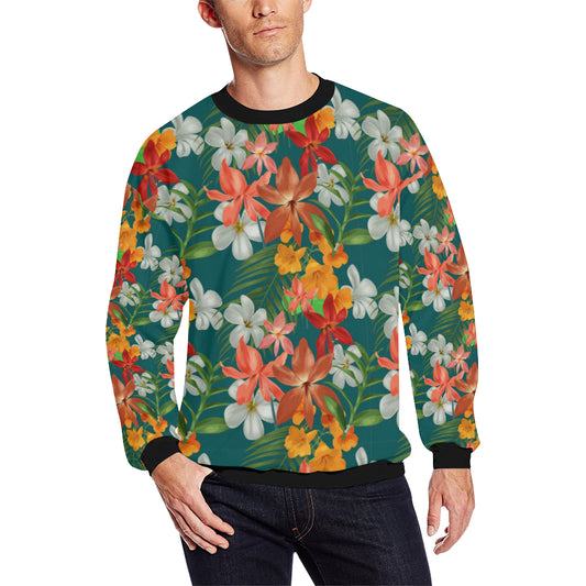 Amaryllis Pattern Print Design AL06 Men Long Sleeve Sweatshirt