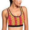 Orange Hibiscus Pattern Print Design HB018 Sports Bra