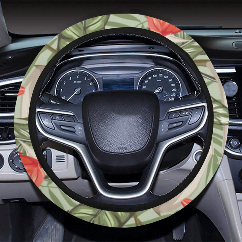 Bird Of Paradise Pattern Print Design BOP08 Steering Wheel Cover with Elastic Edge