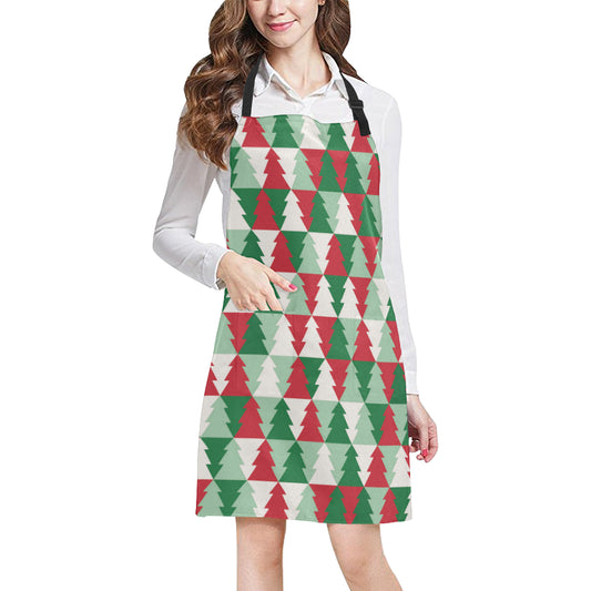 Christmas Tree Pattern Print Design 01 Apron with Pocket