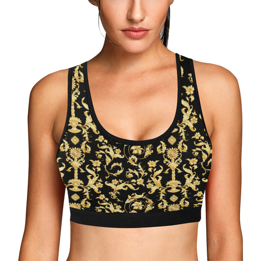 Baroque Golden Pattern Print Design 04 Sports Bra