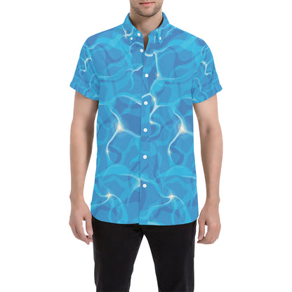 Ocean Reflex Pattern Print Design A02 Men's Short Sleeve Button Up Shirt