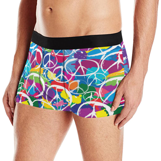 Peace Sign Colorful Pattern Print Design A02 Men's Boxer Briefs