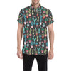 Cactus Pattern Print Design 02 Men's Short Sleeve Button Up Shirt