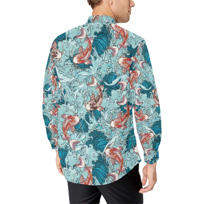 KOI Fish Pattern Print Design 05 Men's Long Sleeve Shirt