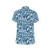 Wave Themed Pattern Print Men's Short Sleeve Button Up Shirt