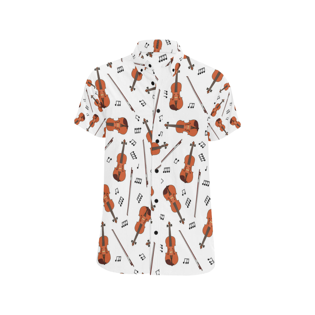 Violin Pattern Print Design 02 Men's Short Sleeve Button Up Shirt