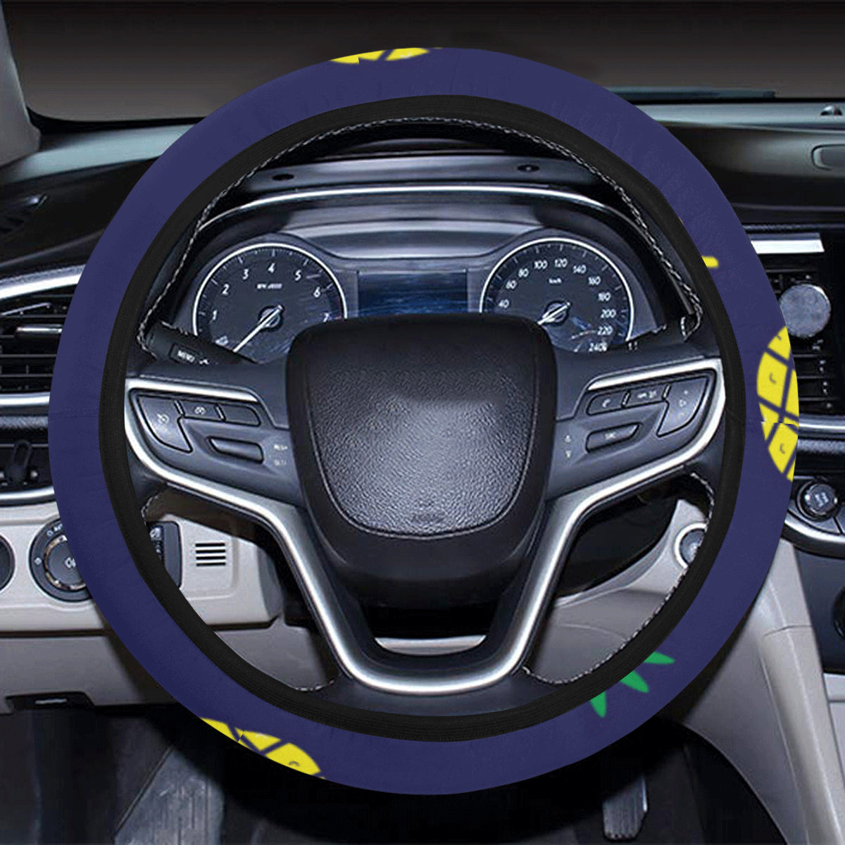 Pineapple Pattern Print Design A01 Steering Wheel Cover with Elastic Edge