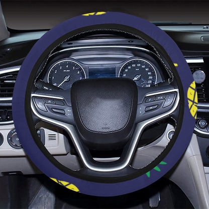 Pineapple Pattern Print Design A01 Steering Wheel Cover with Elastic Edge