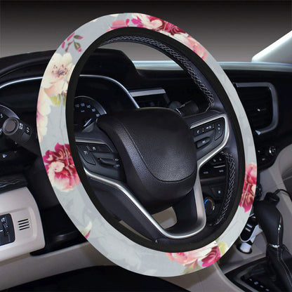 Summer Floral Pattern Print Design SF02 Steering Wheel Cover with Elastic Edge