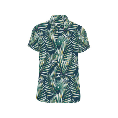 Sun Spot Tropical Palm Leaves hower Curtain Men's Short Sleeve Button Up Shirt