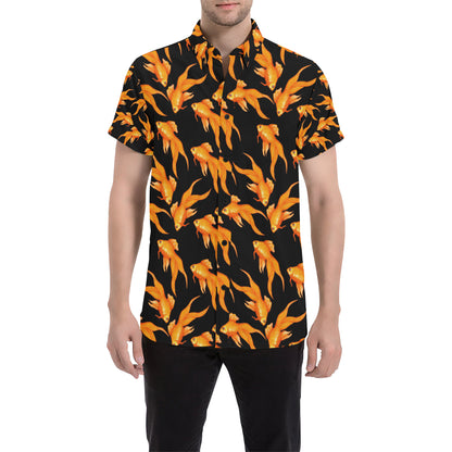 Goldfish Pattern Print Design 03 Men's Short Sleeve Button Up Shirt