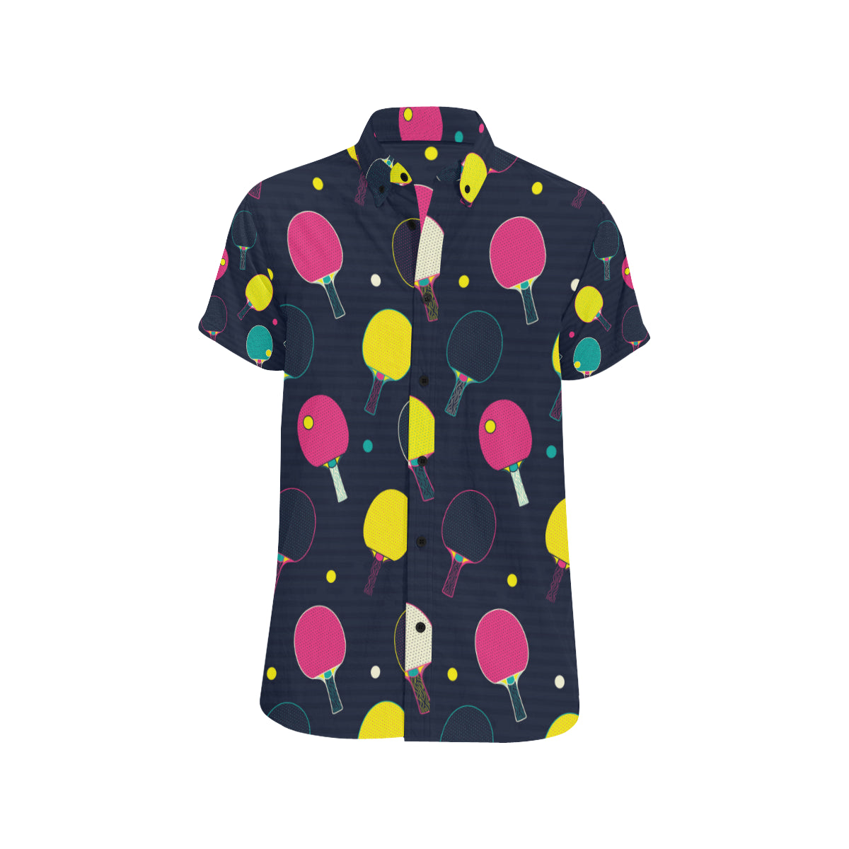 Ping Pong Pattern Print Design A04 Men's Short Sleeve Button Up Shirt
