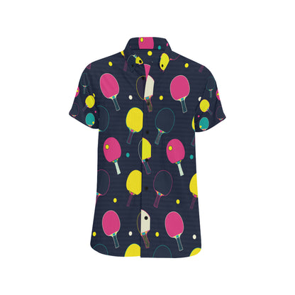 Ping Pong Pattern Print Design A04 Men's Short Sleeve Button Up Shirt