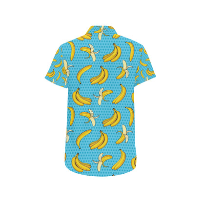 Banana Pattern Print Design BA08 Men's Short Sleeve Button Up Shirt