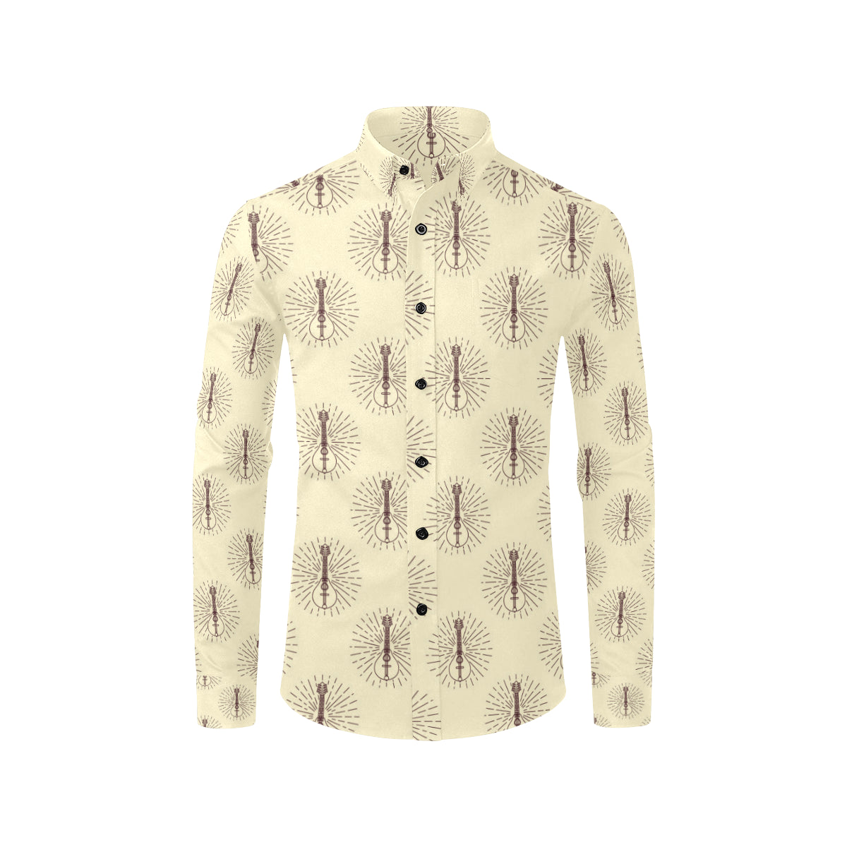 Mandolin Pattern Print Design 02 Men's Long Sleeve Shirt