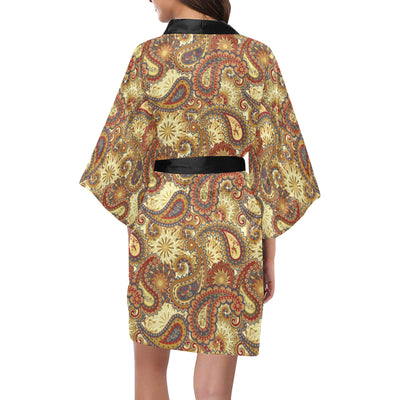 Boho Pattern Print Design 08 Women's Short Kimono