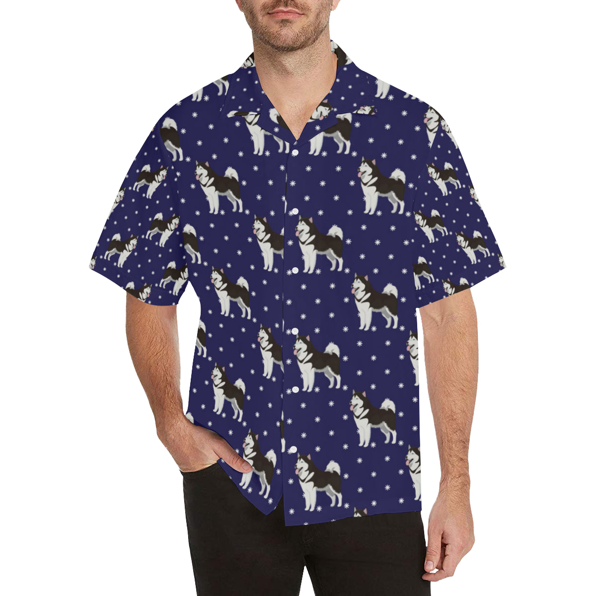 Alaskan Malamute Pattern Print Design 04 Men's Hawaiian Shirt