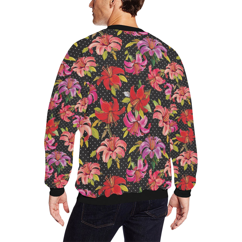 Lily Pattern Print Design LY012 Men Long Sleeve Sweatshirt